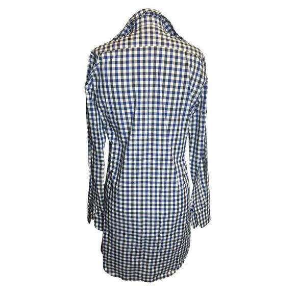 Tish Cox Shirt Dress XXS Blue White Check Gingham Long Sleeve Cottage Chic - Picture 4 of 5